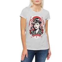 Urban Backwoods Print-Shirt Rockabella Beauty Damen T-Shirt Tattoo Rockabilly Art Artist Fifties (1-tlg) 50s Girl Pin Up grau M