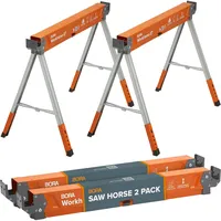 Bora Arbeitsböcke 2er Set – Klappbock höhenverstellbar, robuster Stahlrahmen, Metallbeine & 2x4 Halterung – PM-3360T