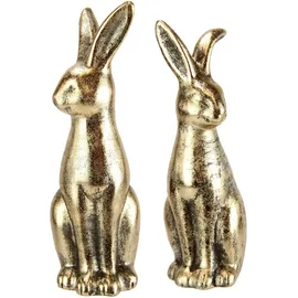 I.GE.A. Osterhase I.GE.A. "Hasen Paar, Ostern", gold (goldfarben), B:6cm H:18cm, Terrakotta, Dekofiguren, Dekofigur, Osterdeko, Osterfigur