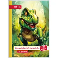 ROTH Hausaufgabenheft T-Rex Klipp & Klar liniert A5 ohne Rand, 96 Blatt