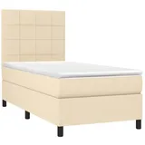 vidaXL Boxspringbett mit Matratze & LED Creme 90x190 cm Stoff