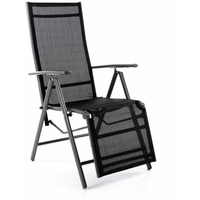 Alu Liegestuhl Klappstuhl schwarz mit Fußstütze Sonnenliege Rahmen anthrazit