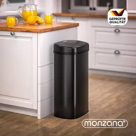 monzana MONZANA® Edelstahl Mülleimer Küche 58 L Automatik mit Bewegungssensor Soft-Close-Deckel Wasserdicht USB-Kabel Smarter Abfalleimer Müllbehälter Schwarz