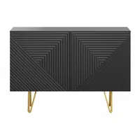 Miliboo Design-Sideboard schwarz und goldfarbenes Metall 2-türig L107 cm