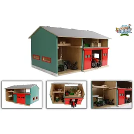 Kids Globe KidsGlobe Werkstatt mit Lagerraum 1:32 Dach aufklappbar Tore beweglich, 41x54x32