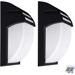 2er Set Wand Lampen Fernbedienung Balkon Außen Leuchte dimmbar im Set inkl. RGB LED Leuchtmittel