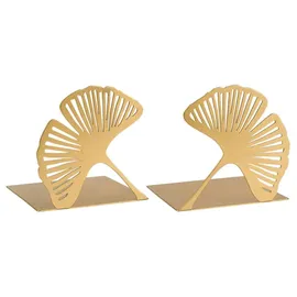 Moses moses. libri_x Buchstütze Gingko 2er Set, Dekoratives Buchständer-Set aus Metall in Gold, Goldene Buchstützen mit Cut-Out Look
