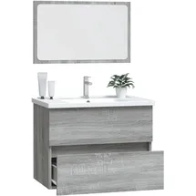 vidaXL Badmöbel-Set Grau 2-tlg. Sonoma Holzwerkstoff