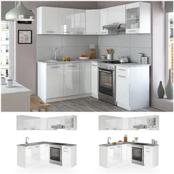 Vicco Küche Küchenzeile L-Form Küchenblock Einbauküche Komplettküche 167x187cm Weiß HGL