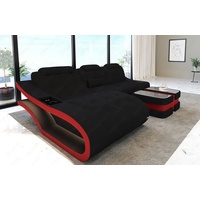Sofa Dreams Ecksofa Stoffsofa Polster Couch Elegante M - L Form Stoff Sofa, mit LED, wahlweise mit Bettfunktion rot|schwarz
