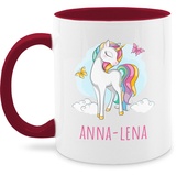 Tasse Tassen 325ml - Einhorn Unicorn Einhörner Kinder Geschenk - 325 ml - Bordeauxrot - name kaffeetasse personalisierte einhörnern personlisierte keramik tasse+personalisiert personalisierter