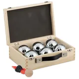 Relaxdays 6 Boule Kugeln im Set Hellbraun,Schwarz,Silber