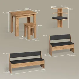livinity Eckbankgruppe, Tiberio Goldkraft Eiche 210 x 150 cm mit Tisch