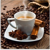 Artland Glasbild »Kaffeetasse Leinensack mit Kaffeebohnen«, Getränke, (1 St.), braun