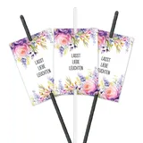 50 Etiketten passend für Wunderkerzen & Knicklichter I Bunte Blumen I Lasst Liebe Leuchten I Gastgeschenk für den besonderen Tag I einseitig bedruckt I Schick I dv1284