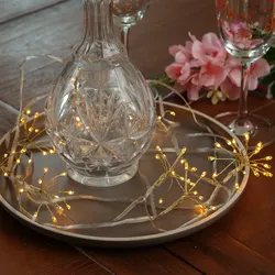 LED Lichterkette Pusteblume - Feuerwerk Blume - 90 Tautropfen LED - 9 Blüten - L...