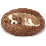 IuJ Hundebett Rund Hundekissen Hundesofa Katzenbett Donut L-70 cm, XL-80 cm, XXL-100cm, 3XL-120 cm (XXL, Braun 100cm)