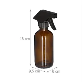 Relaxdays Sprühflasche Glas, 18 x 9.5 x 6 cm, Braun