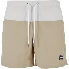 URBAN CLASSICS Badeshorts Block Swim Short unionbeige/softseagrass 5XL