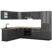 Vicco Winkelküche R-Line L-Form 227 x 287 cm Anthrazit Hochglanz