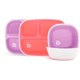 Munchkin Splash 4-teiliges Kleinkind Geteiltes Teller und Schalen Essset | Baby Essenset mit 2 Baby Tellern & 2 Baby Schalen | Set für 6+ Monate | BPA-frei - Rosa/Lila