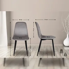 CLP 4er Set Esszimmerstühle Napier grau Samt