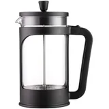 VIER - Französische Kaffeemaschine/Teekanne, 1 Liter / 34 Oz, hitzebeständiges Borosilikatglas, Filter aus Edelstahl und schwarzer Deckel