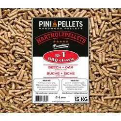 PINI Hartholzpellets Nr. 1 BBQ Classic 15 Kg Grillpellets zum Grillen Räuchern Smoken