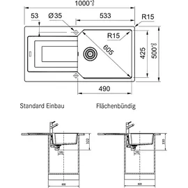 Franke Urban UBG 611-100 Granitspüle, mattschwarz, 114.0682.527