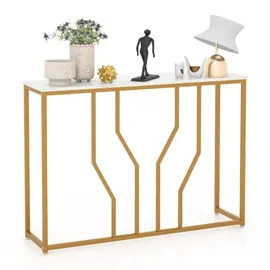 Costway Konsolentisch 110 x 30 x 80 cm Gold/Weiß