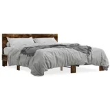 vidaXL Bettgestell Räuchereiche 160x200 cm Holzwerkstoff und Metall