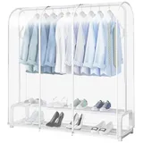 QUBEBU Kleiderständer Transparente Kleiderständer-Abdeckung, Abdeckung Kleiderstange, (mit 2 haltbaren Reißverschlüssen, wasserdichter Schutz für Kleidung., Schutzhülle Kleiderstange für Staub Feuchtigkeitsfest)