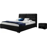 Xlmoebel Schlafzimmer-Set Bett Textil 2x Nachttische 3 tlg. Schlafzimmer Set Möbel Modern, (3-tlg., Bett + 2x Nachttische), Hergestellt in Europa schwarz
