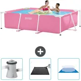 Intex mit rechteckigem Rahmen 220 x 150 x 60 cm – Rosa – im Lieferumfang enthalten Accessoire CB79 - Intex Pool