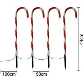 Hi LED Leuchtstab-Set Zuckerstange, 32 LEDs, 44 cm - Rot/Weiß