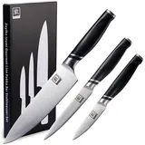Zayiko 3er Messer-Set - Klingenlängen von 8,5 cm bis 20 cm I Scharfe Küchenmesser Set aus deutschem Edelstahl mit ABS Scharfes Profi-Kochmesser-Set mit Chefmesser, Allzweckmesser, Officemesser