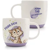 NICI Tasse Katze Feier Dich 0,4 l Lila 2
