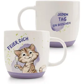NICI Tasse Katze Feier Dich 0,4 l Lila 2