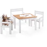 Home4You Kindersitzgruppe 4-teilig, Weiß - Braun - Kiefernholz massiv - 4-teilig
