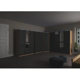 Priess Eckkleiderschrank PRIESS "Barcelona Kleiderschrank Ecklösung Raumwunder", braun (eichefarben artisan, schwarz), B:95cm H:193cm T:95cm, Holzwerkstoff, Schränke, Eckkleiderschrank, in 2 Tiefen Schrank Eckschrank Garderobe