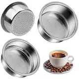 Kaffeefilter,Espresso-Kaffee-Filter, 2 Filterkorb Edelstahl,Kaffeefilter aus Edelstahl,Filterkorb,Filter,Expressfilterkorb mit 1 und 2 Tassen (51 mm)