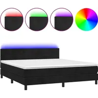 VidaXL Boxspringbett mit Matratze & LED Schwarz 180x200 cm