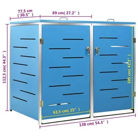 vidaXL Mülltonnenbox für 2 Tonnen 138 x 77,5 x 115,5 cm blau