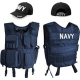 normani Polizei-Kostüm Kostüm bestehend aus Weste, Patch und Cap, Faschingskostüm SWAT FBI POLICE SECURITY blau XL/XXL | XL/XXL