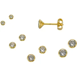 VIVANCE Ohrstecker-Set 925 Silber vergoldet gelb 3,5mm