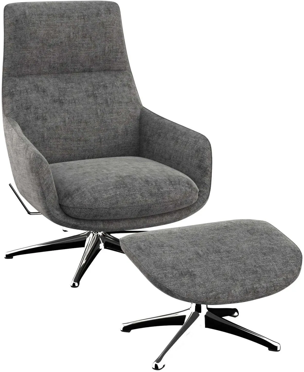 Drehsessel FLEXLUX "Marinella, OTTOs Choice, Relaxsessel, Entspannung mit Premium-Komfort", grau (graphite, aluminiumfarben), Sessel, Kinder, Chenille, Rückteilverstellung, B/H/T: 75cm x 103cm x 95cm, 100% Polyester, Liegefunktion, drehbar, Fuß Alu, OTTOs Choice, B:75cm H:103cm T:95cm