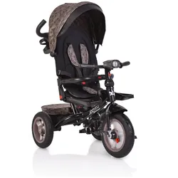 Tricycle, Dreirad Jockey Gummireifen Musik Sitz drehbar Schubstange verstellbar beige