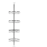 Metall Eckregal,badezimmer Regal Mit 4 Körben,haloyo®,rostfrei Teleskopregal Bad,höhenverstellbar 110-280 Cm,4 Ablagen,silber