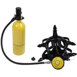 Tauchflasche, Tauchausrüstung, Aluminium, 1 L, Tauchzylinder, Tragbares Tauchsystem mit Vollgesichts-Taucherbrille, Rucksack für Unterwasser-Atmungstraining (Yellow)