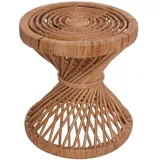 Mendler Beistelltisch HWC-M31, Blumentisch Rattantisch Kaffeetisch, rund 43x38x38cm, Kubu-Rattan natur